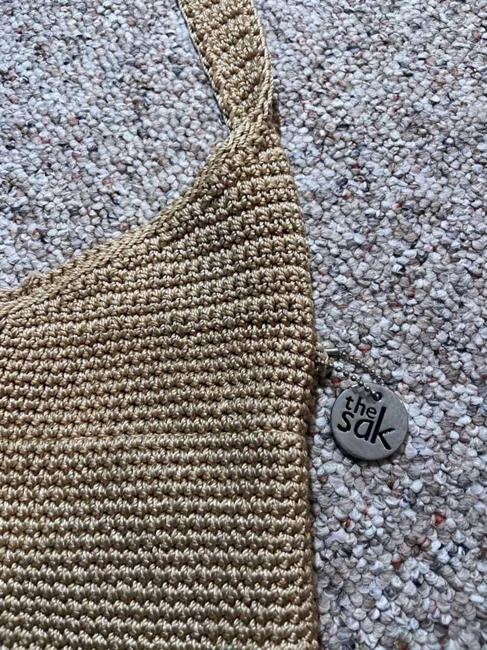 The Sak Large Beige Crochet Shoulder Crossbody Hobo Bag - Picture 3 of 10